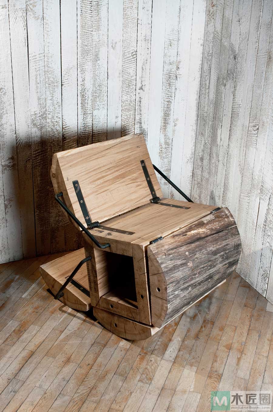 木头变形记，一把可伸展的木座椅