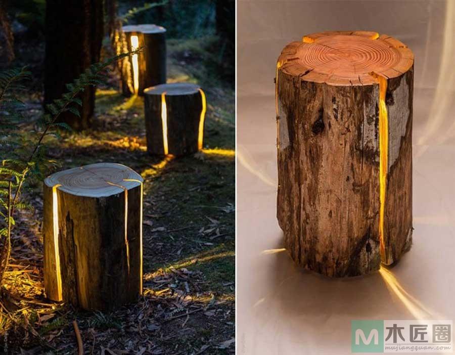 来自澳洲的家具设计师 ，用树桩灯的温暖光芒