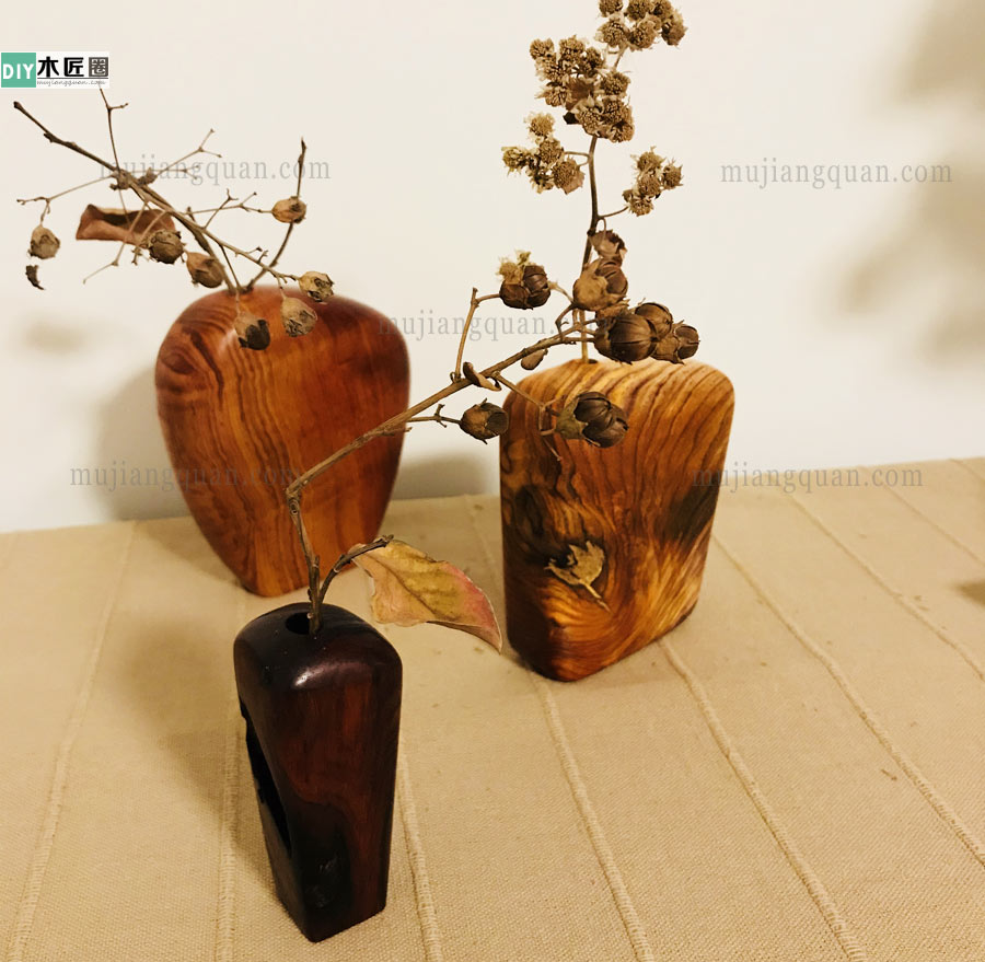 木工爱好达人，分享木质插花瓶的做法图解方法