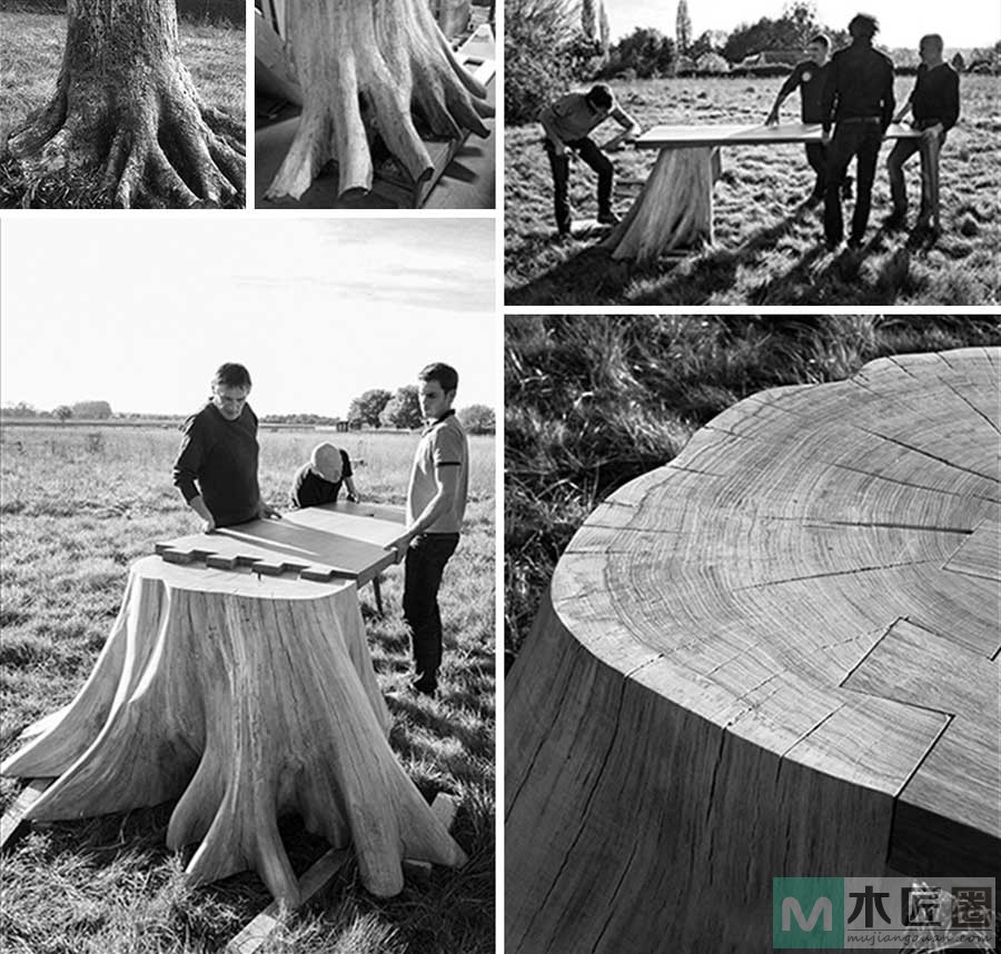 创意家具，极具设计感,由树墩打造的纯天然木桌