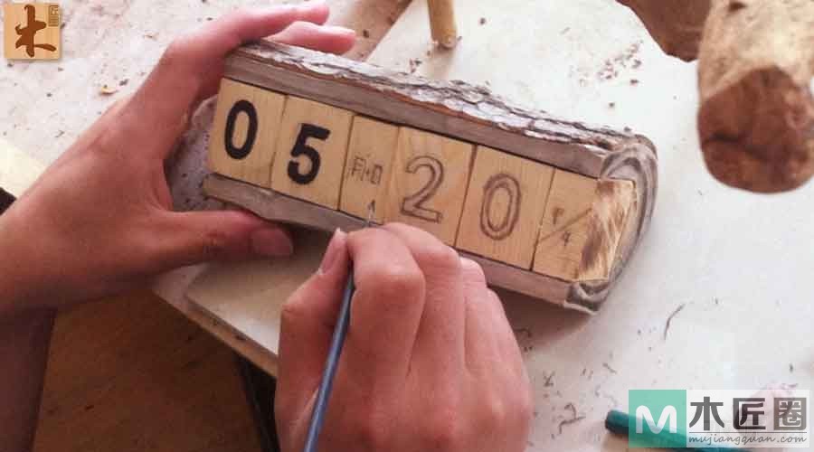 木工爱好者的原创diy作品，手工原木创意日历