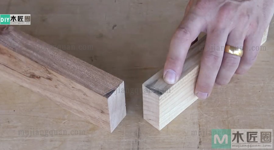 图解制作过程，榫卯结构之燕尾榫的110度板端边接方法