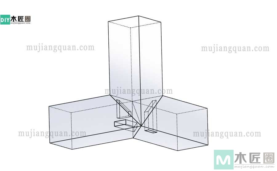 传统榫卯粽角榫的做法，又有人叫综角榫或三角齐尖