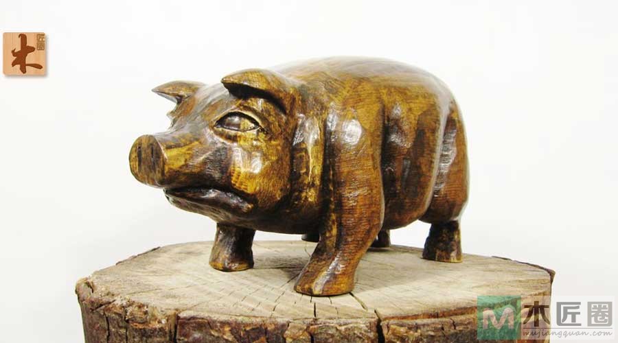 零基础木工diy，学雕刻小木猪储蓄罐的方法