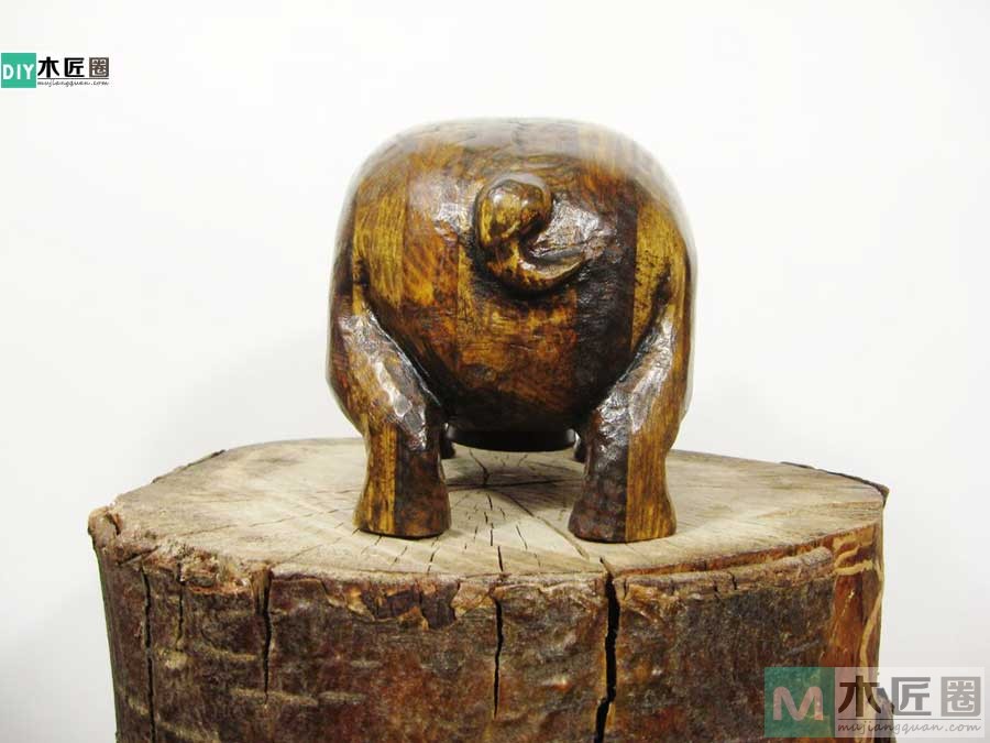 零基础木工diy，学雕刻小木猪储蓄罐的方法