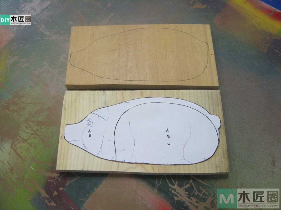 零基础木工diy，学雕刻小木猪储蓄罐的方法