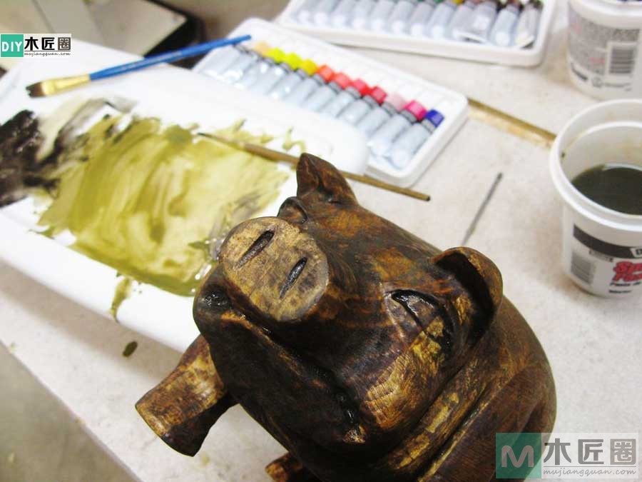 零基础木工diy，学雕刻小木猪储蓄罐的方法