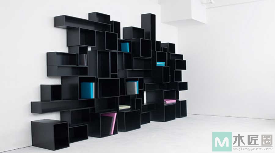 不规则的模块书架，把书摆放得更有艺术