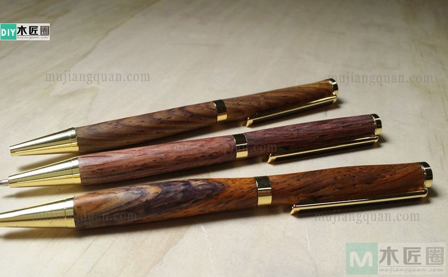 木工爱好者分享实木笔制作过程，木笔做出来太好看了