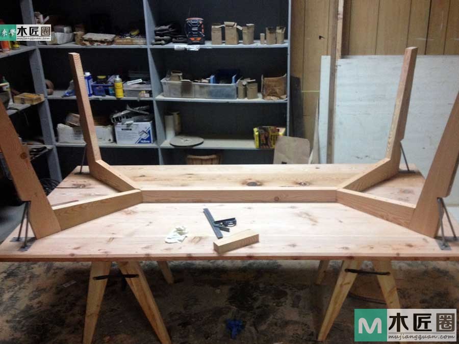 木工爱好者diy图解教学，最简易实木餐桌制作过程