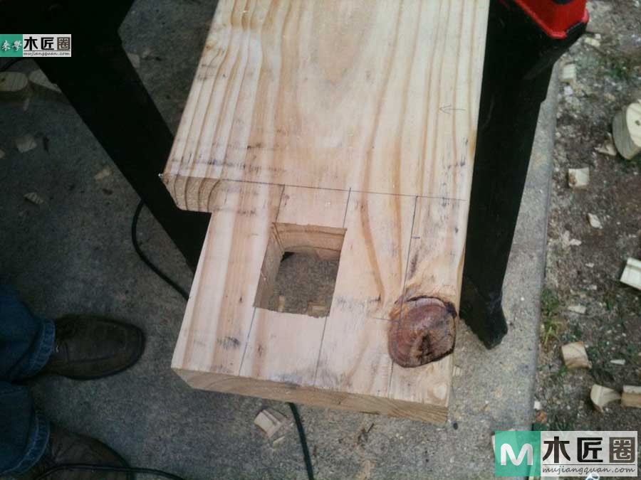 木工diy图解，自制简易原木榫卯书架