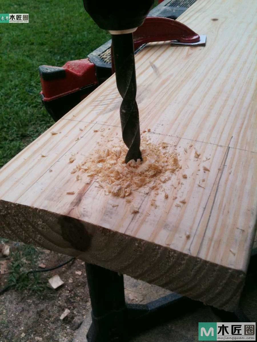 木工diy图解，自制简易原木榫卯书架