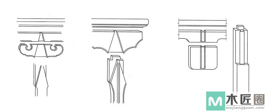 夹头榫，是大木梁架柱头开口启发而运用桌案上的榫卯结构